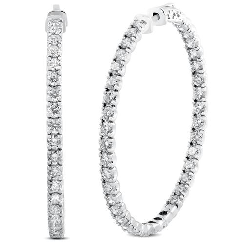 Bliss Diamond 8.00ct 2" Diamond Inside Outside Hoops 14k Gold Lab Grown In 14k White Gold