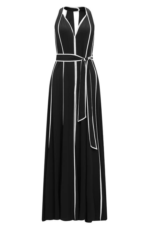 Shop Diane Von Furstenberg Jasper Wide Leg Jumpsuit In Black/ivory