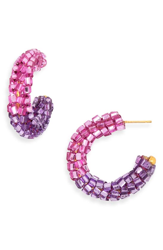 Ayounik Beaded Hoop Earrings In Purple