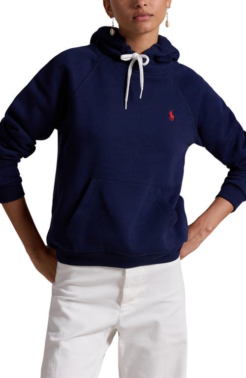 Shop Polo Ralph Lauren Arctic Shrunken Fit Fleece Hoodie In Cruise Navy