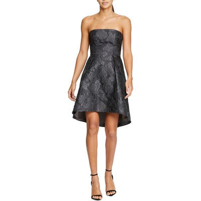 Halston Heritage Jacquard Strapless Fit & Flare Cocktail Dress, Metallic