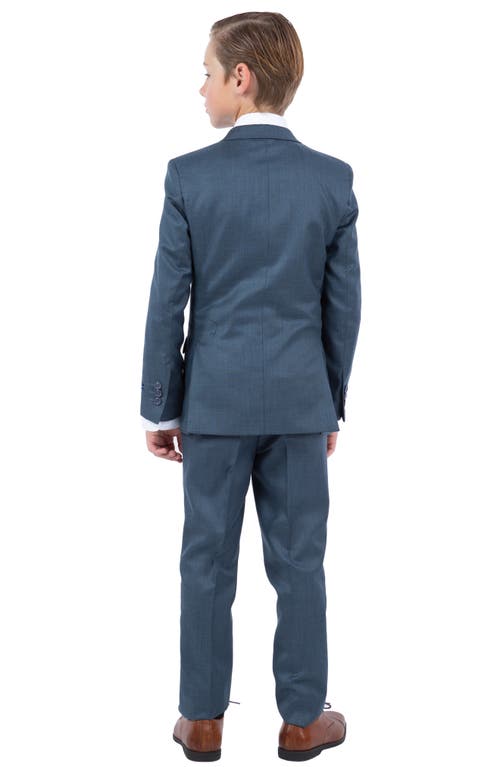 Perry Ellis Kids' Navy Five-piece Sharkskin Suit In Medium Navy