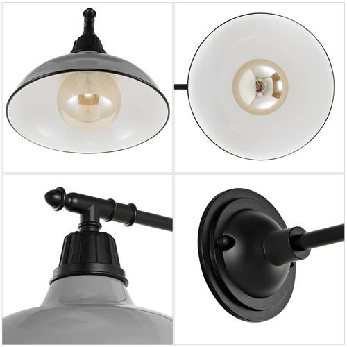 Jonathan Y Wallace 1-light Farmhouse Industrial Indoor/outdoor Iron Led Victorian Arm Outdoor Sconce In Gray/black