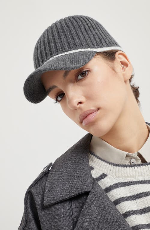 Shop Brunello Cucinelli Baseball Cap With Monili In Lead