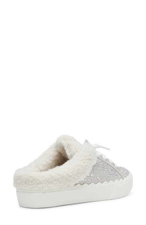 Shop Anne Klein Courage Faux Shearling Sneaker Mule In White Faux Fur/pearl