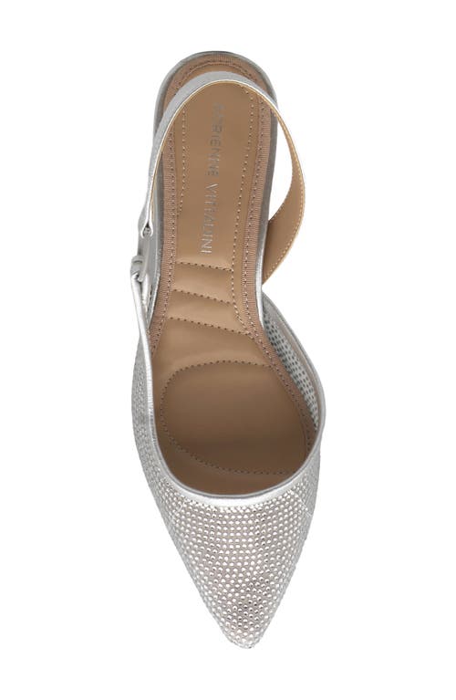 Adrienne Vittadini Piperrs Crystal Kitten Heel Slingback Pump In Silver Sparkle