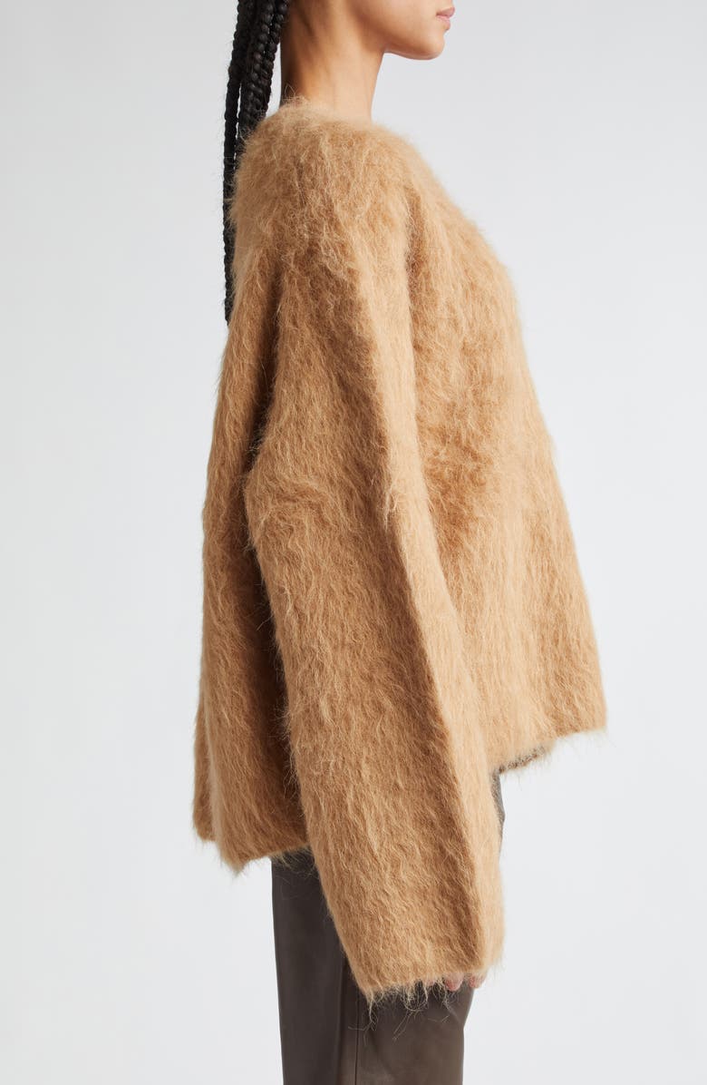 TOTEME Boxy Alpaca Blend Crewneck Sweater, Alternate, color, Camel Melange
