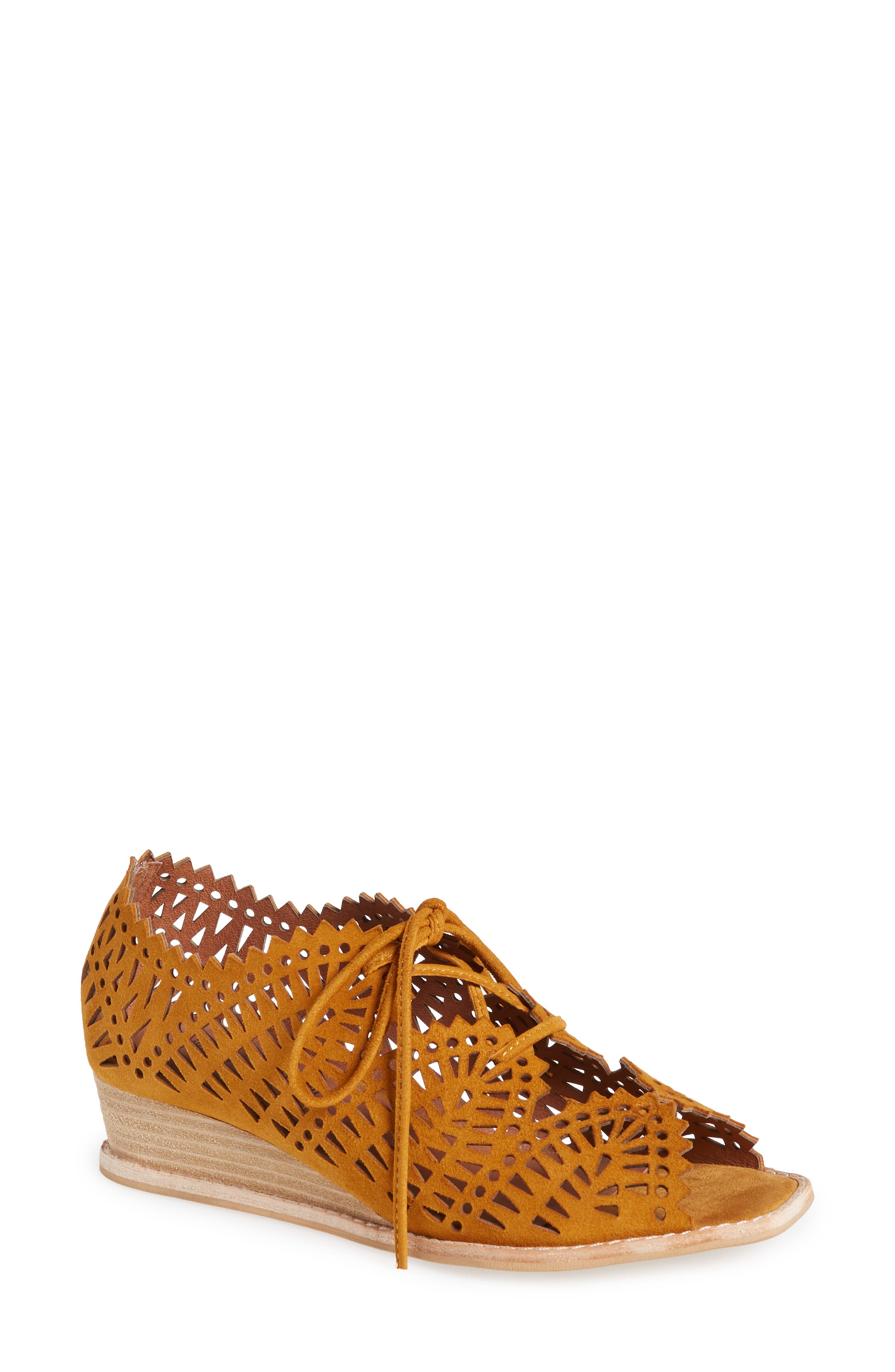 Jeffrey Campbell Espejo Lace-Up Wedge- Yellow