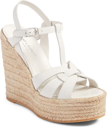 $650 NEW YSL Saint Laurent Cream Off White Espadrilles Sandals Summer Shoes  37!