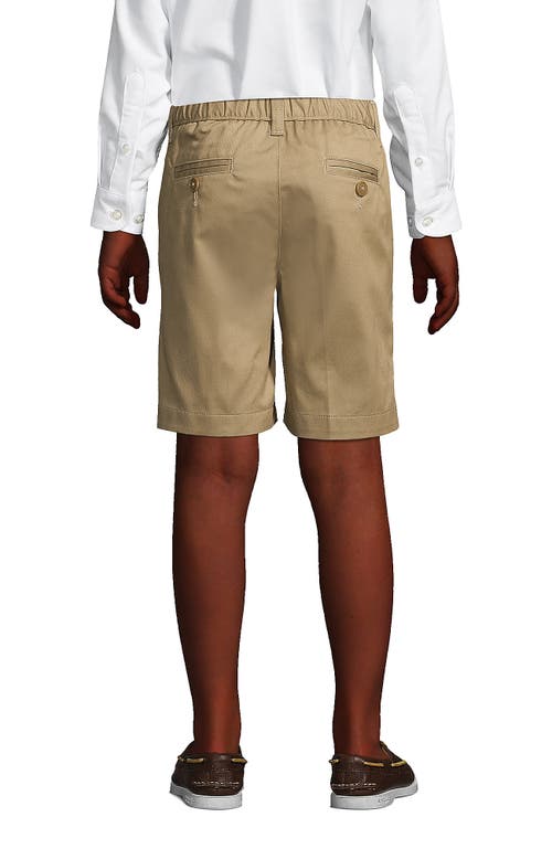 Lands' End School Uniform Boys Plain Front Blend Chino Shorts In Khaki
