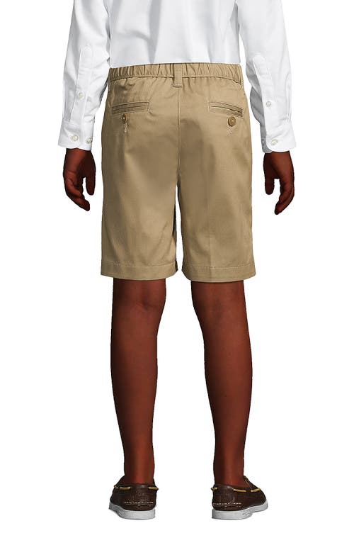 Shop Lands' End School Uniform Boys Plain Front Blend Chino Shorts In Khaki