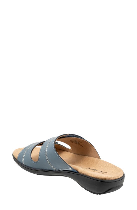 Shop Trotters Ruthie Stitch Slide Sandal In Dusty Blue