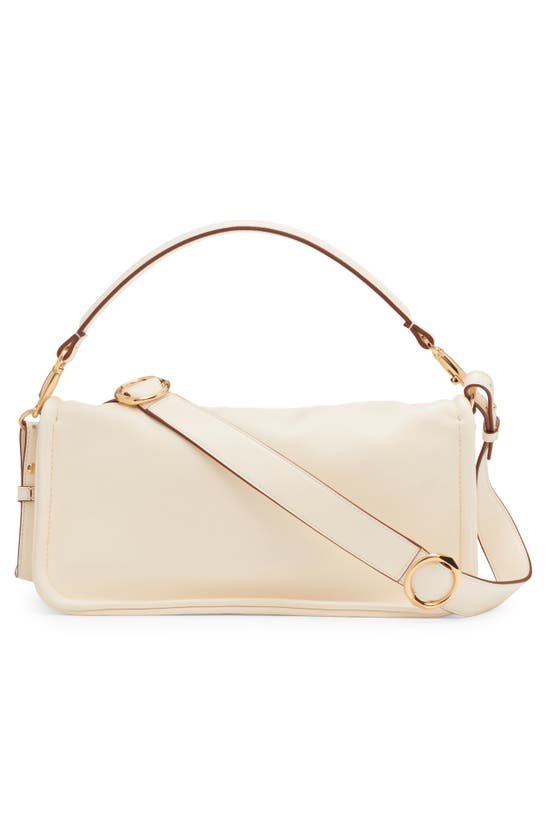 Shop Valentino Garavani Mini Vlogo East/west Leather Shoulder Bag In Ivory