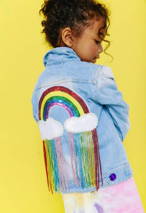Lola + The Boys Crystal Rain Denim Jacket In Light Blue
