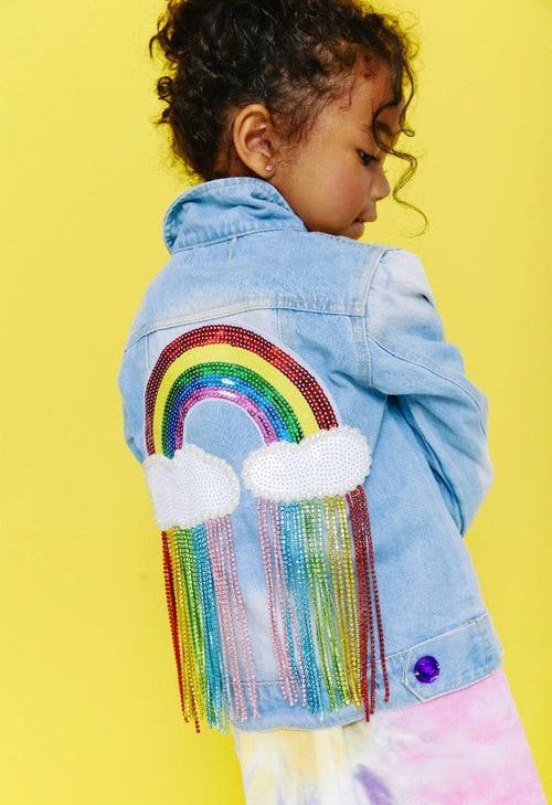 Lola + The Boys Crystal Rain Denim Jacket in Light Blue 