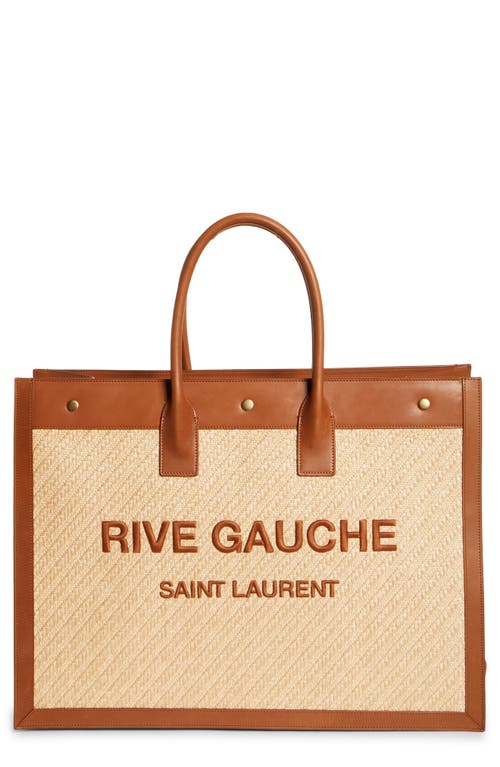 Large Rive Gauche Logo Canvas Tote in Natural Sand