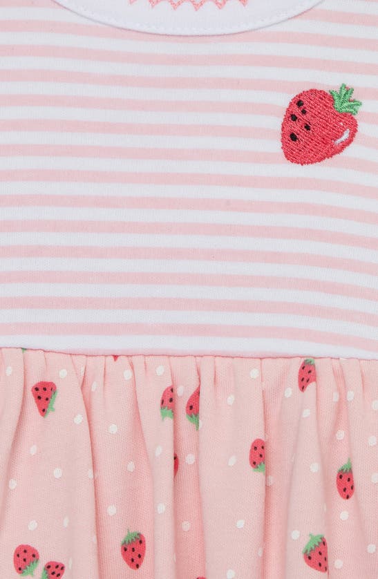 Shop Little Me Strawberries Popover Bodysuit & Hat Set In Pink