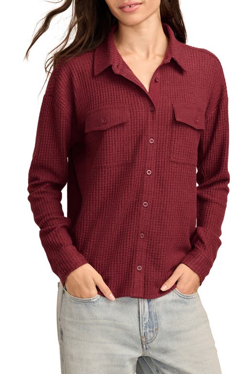 Shop Lucky Brand Cloud Waffle Button-up Shirt In Maroon Banner