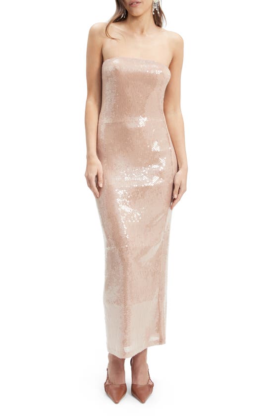 Shop Bardot Launa Sequin Dress In Soft Tan
