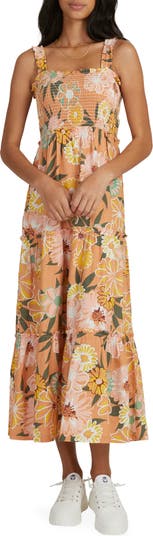 Roxy Sunnier Shores Floral Print Cotton Blend Sundress | Nordstrom