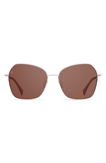Shop Raen Zhana 57mm Geometric Sunglasses In Silk/teak