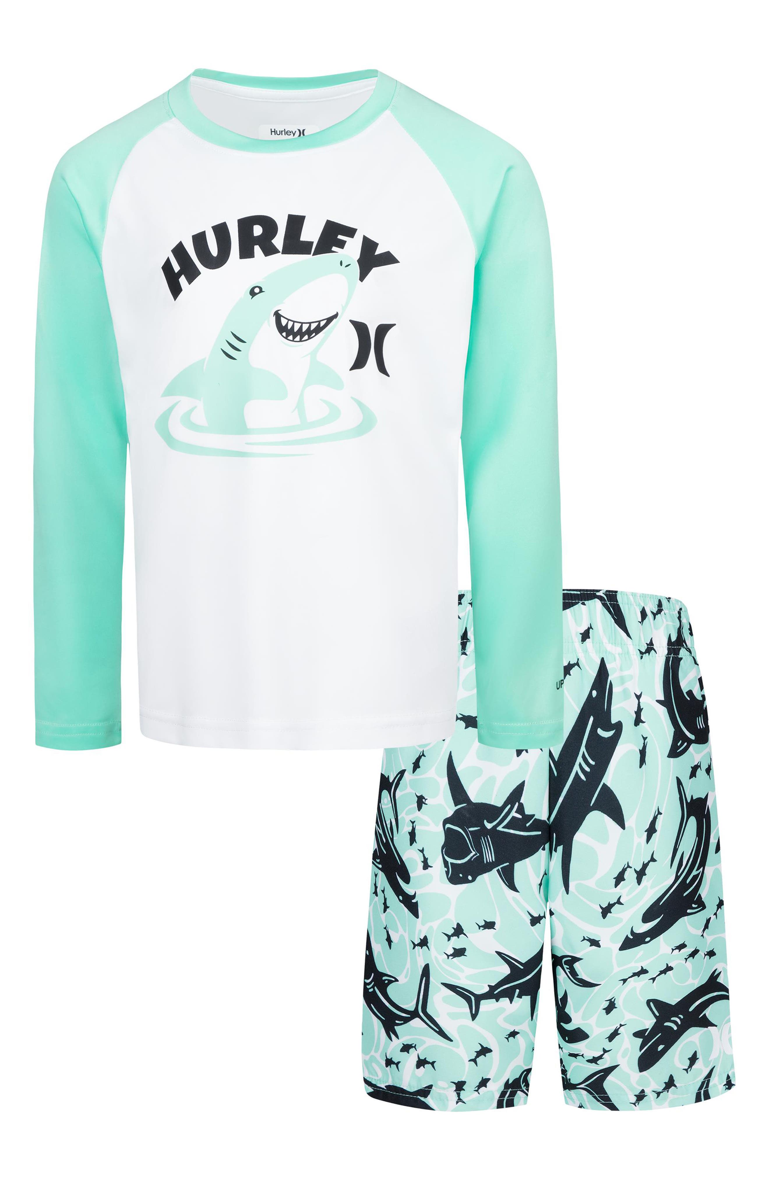 Set Rash Guard Hurley Per Bambini - Maglia UPF 50+ E Pantaloncini | Protezione Solare E Asciugatura Rapida