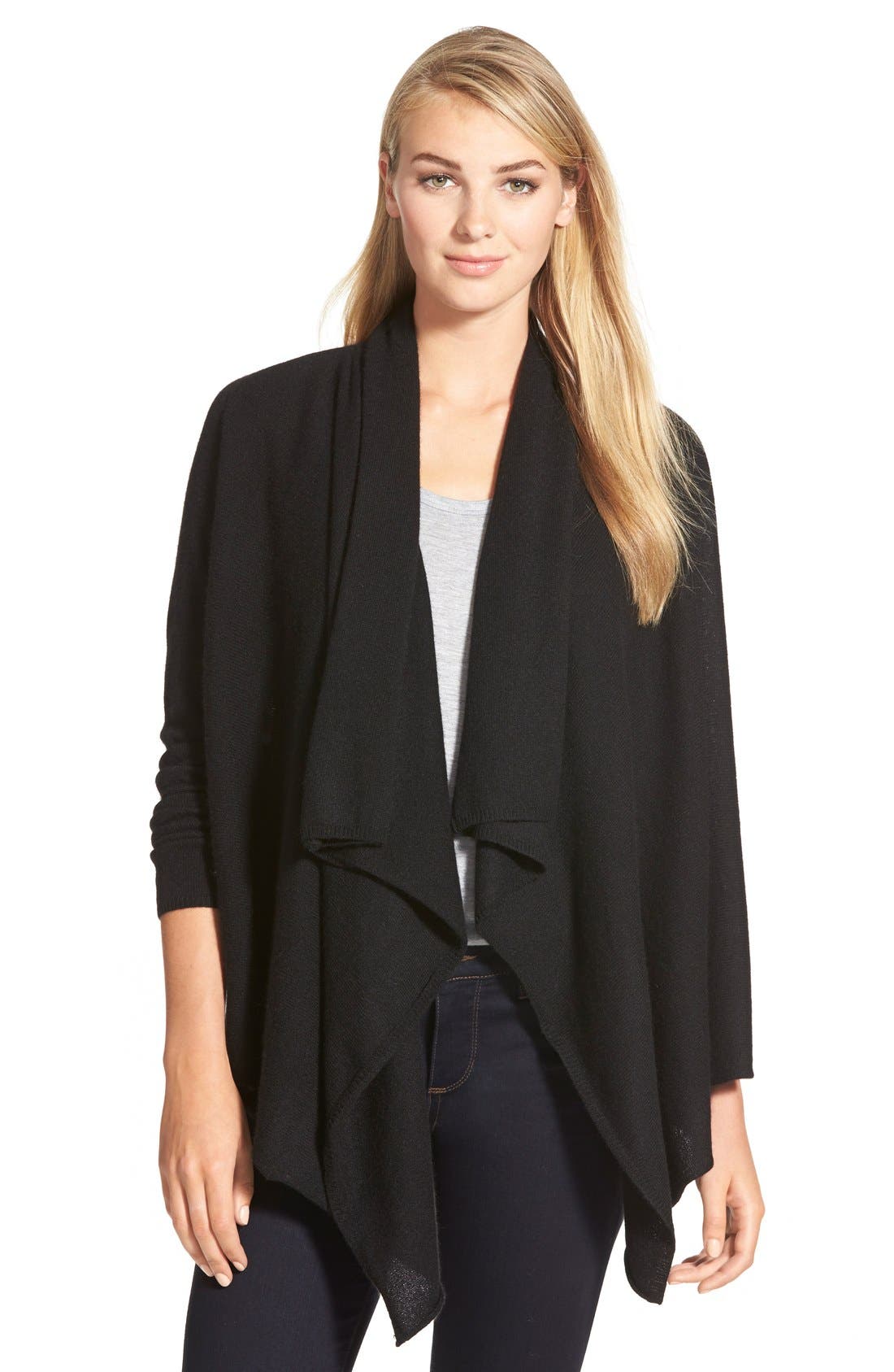 Halogen® Wool & Cashmere Drape Front Cardigan (Regular & Petite