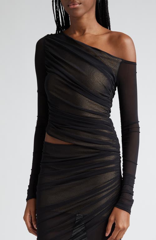 Shop Retroféte Retrofête Aura Sequin Detail One-shoulder Gown In Black/nude