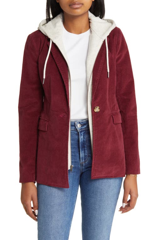 caslon(r) Corduroy Blazer with Removable Hood in Burgundy