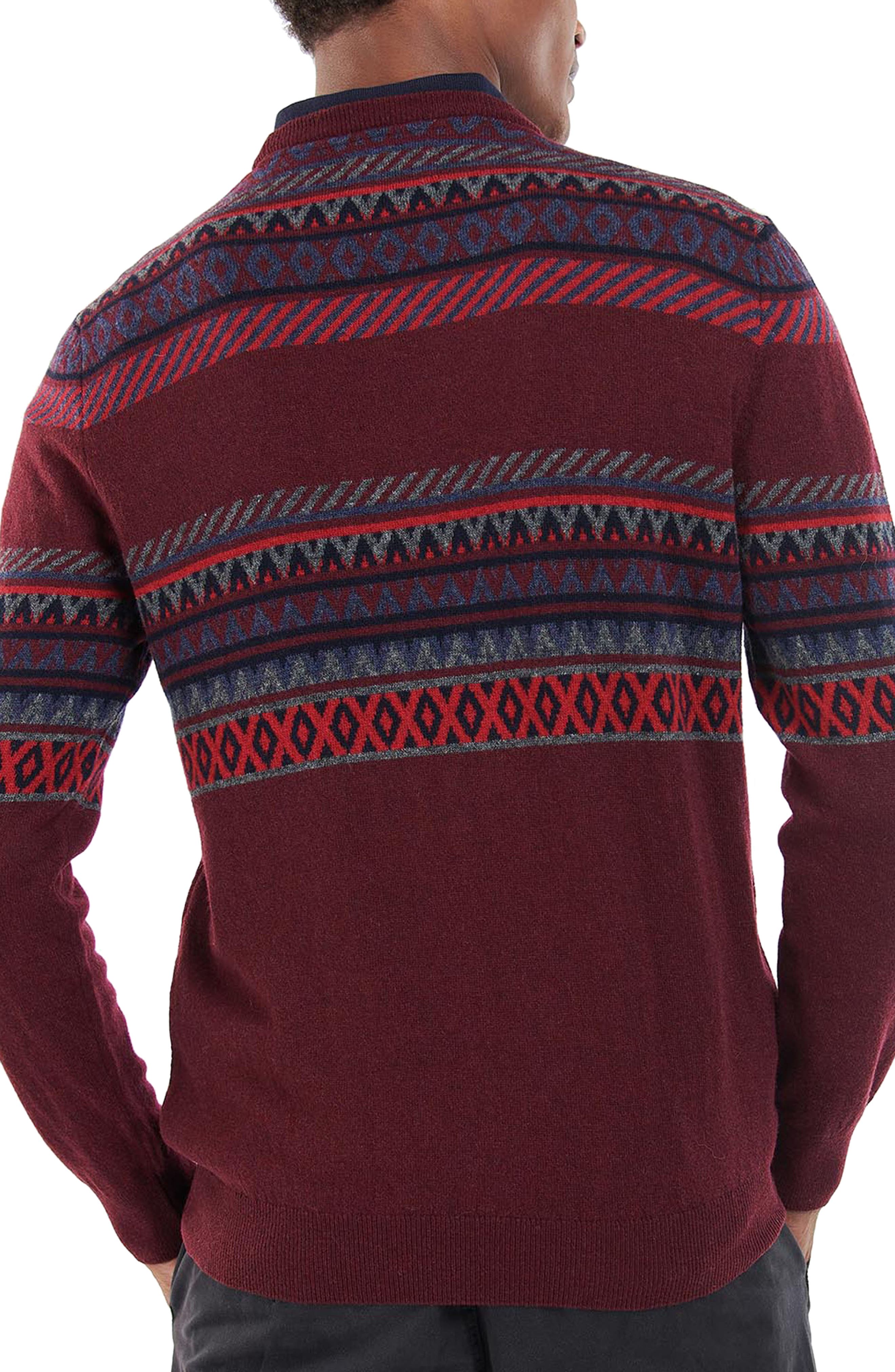 Barbour Winterborne Fairisle Crew Sweater - Men's Ruby, M