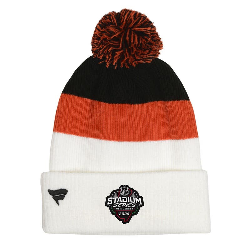 Shop Fanatics Youth  Branded  White/orange Philadelphia Flyers 2024 Nhl Stadium Series Pom Knit Hat