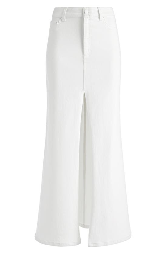 Shop Alice And Olivia Denim Maxi Skirt In Off White