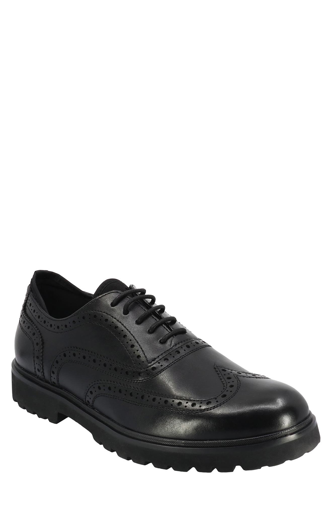 Reaction Kenneth Cole Key Wingtip Lug Derby in Black Smooth at Nordstrom Rack, Size 8