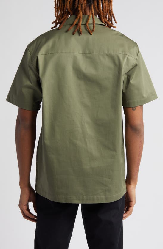 Shop Cat Wwr Gabardine Camp Shirt In Military Olive