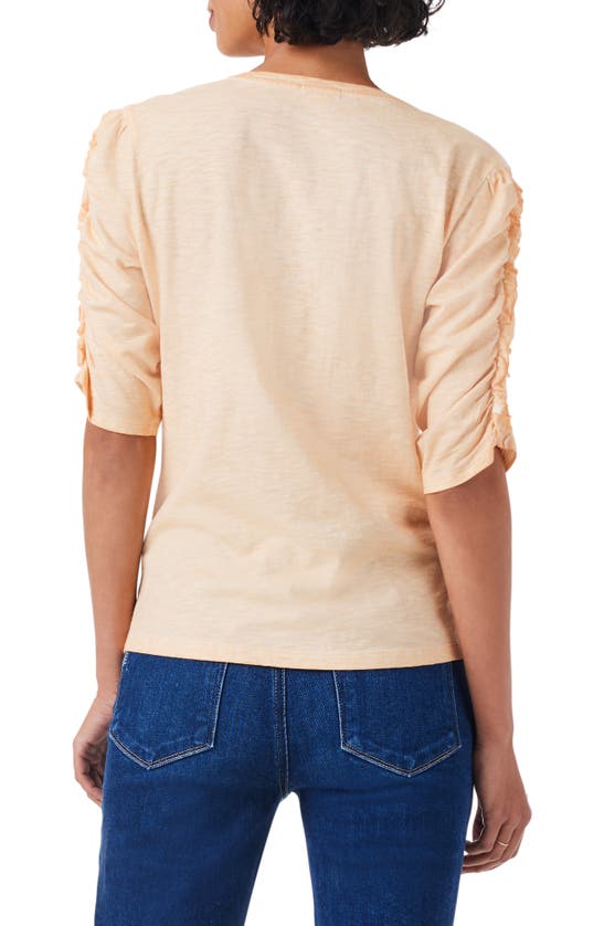 Shop Nzt By Nic+zoe Ruched Sleeve Cotton Top In Melon Pop