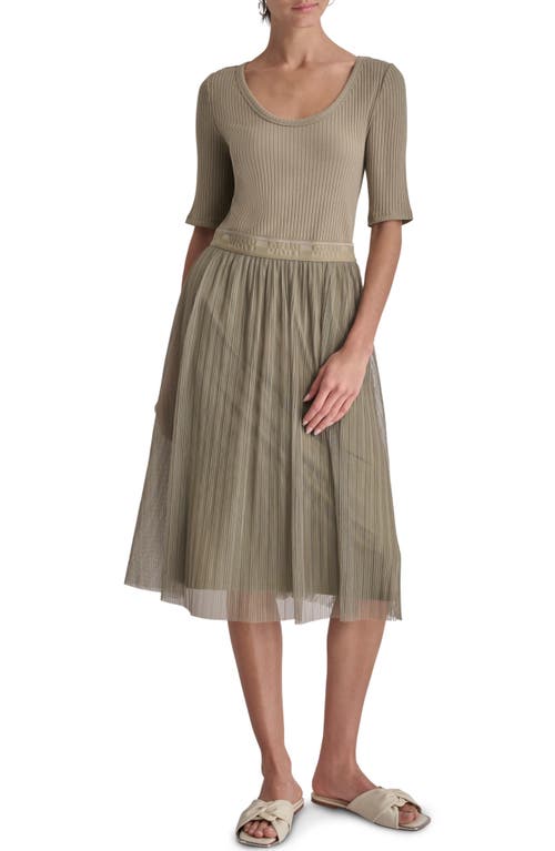 DKNY Mixed Media Midi Dress at Nordstrom,