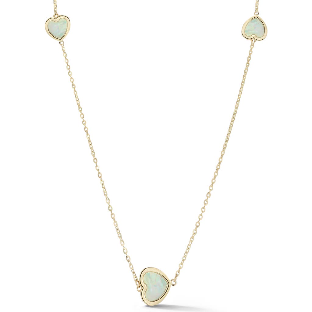 Ember Fine Jewelry 14k Gold Mother Of Pearl Heart Station Necklace In Gold