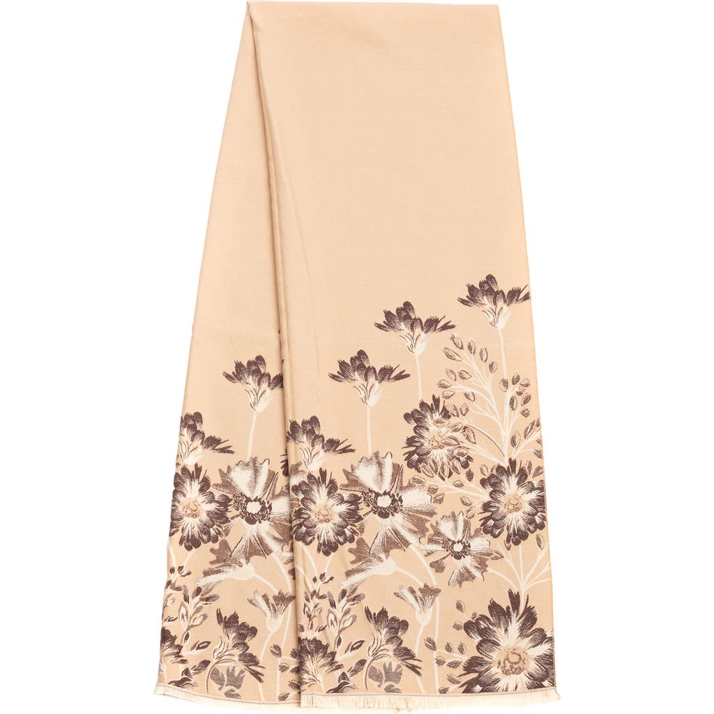 Saachi Floral Pattern Reversible Scarf In Light Beige/brown