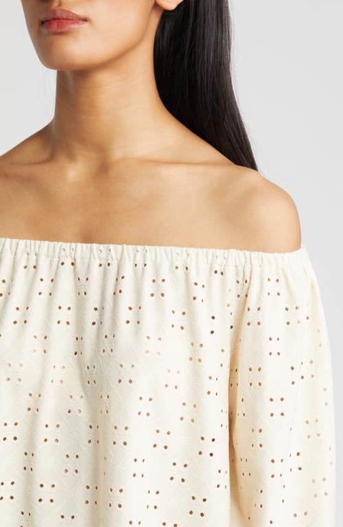 Shop Loveappella Eyelet Off The Shoulder Top In Cream