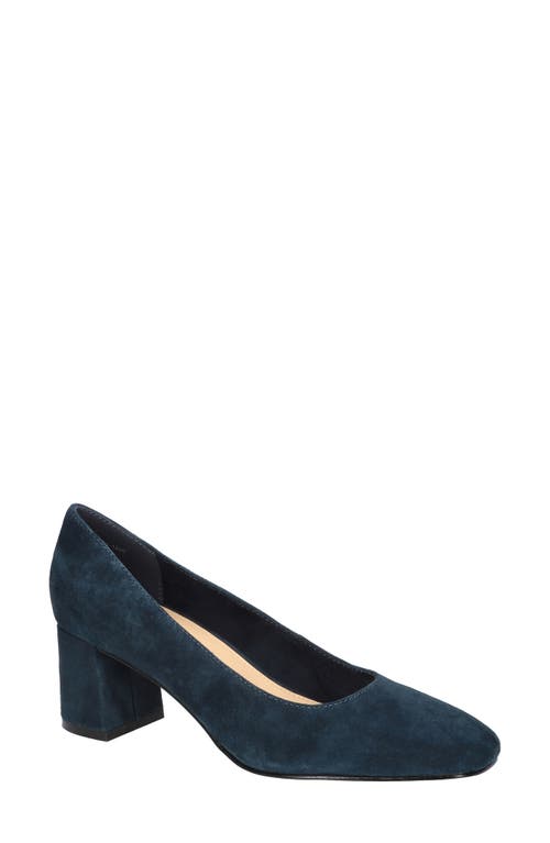 Shop Bella Vita Jillian Square Toe Pump In Navy Kidsuede Leather