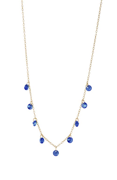 Argento Vivo Sterling Silver Cubic Zirconia Shaky Sation Necklace in Gold/Blue