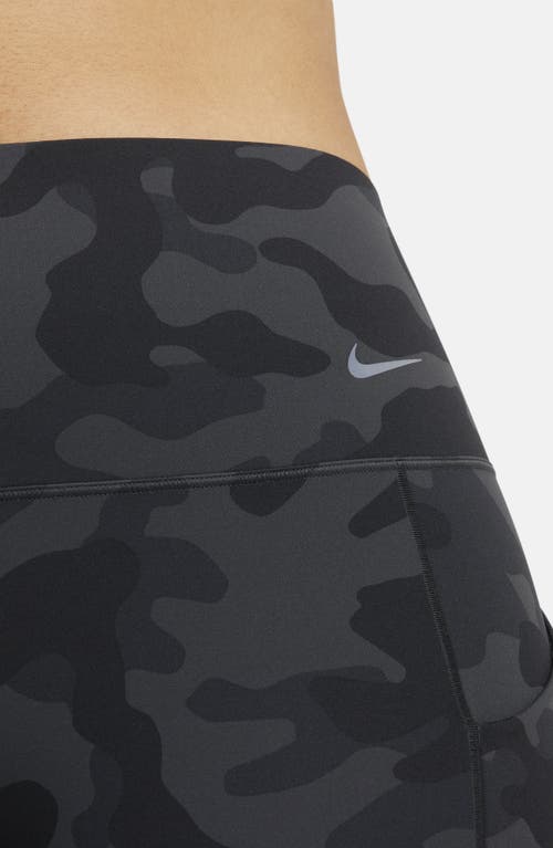 Shop Nike Universa Dri-fit High Rise Training Shorts In Off Noir/black