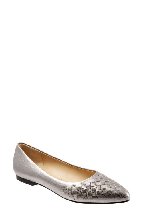 Trotters Estee Woven Flat Silver Leather at Nordstrom,