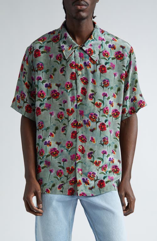 Séfr Noam Floral Short Sleeve Button-Up Shirt Blurred Flowers at Nordstrom,