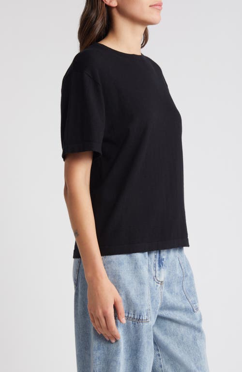 Shop Rails Avery Short Sleeve Cotton & Cashmere Sweater In Black