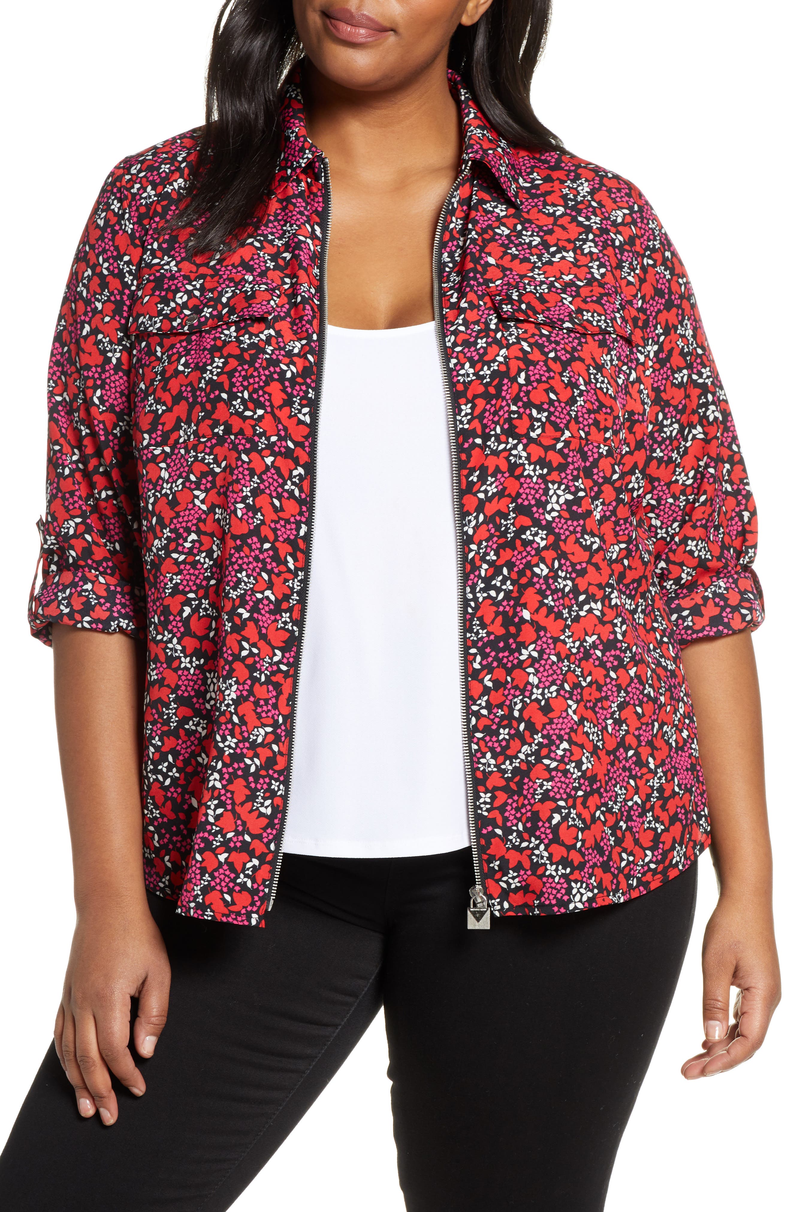 michael kors zip front blouse