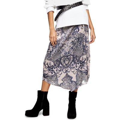 Topshop Tattoo Sarong Midi Skirt, US - Beige