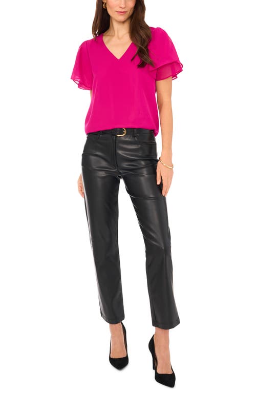 Shop Vince Camuto V-neck Tulip Sleeve Chiffon Top In Berry Pink