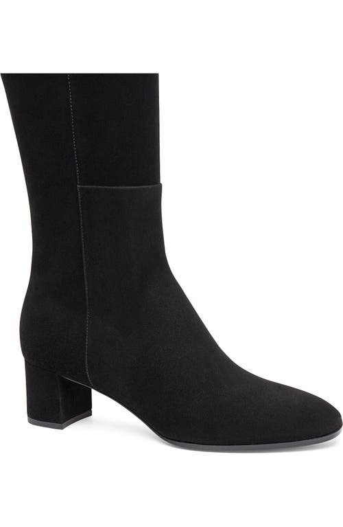 Santoni Suede Block-heel Knee Boots In Black