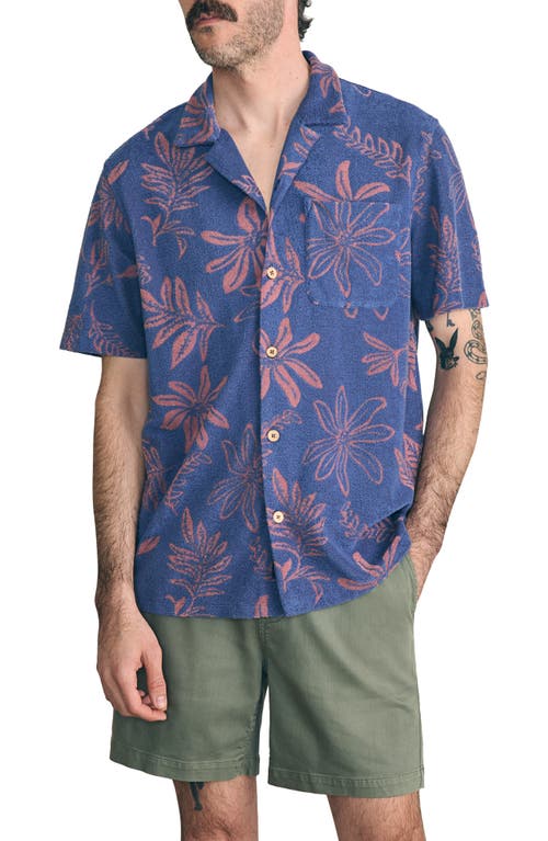 Faherty Cabana Floral Short Sleeve Terry Cloth Button-Up Shirt at Nordstrom,